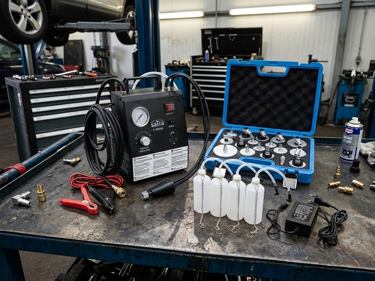 Profesionální elektrický přístroj na výměnu brzdové kapaliny + 17 adaptérů