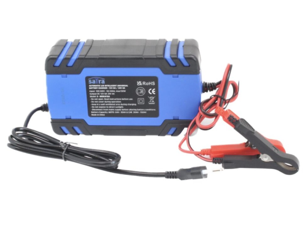 Nabíječka autobaterií, automatická 12V/24V, 8A/4A 2-150 Ah - SATRA