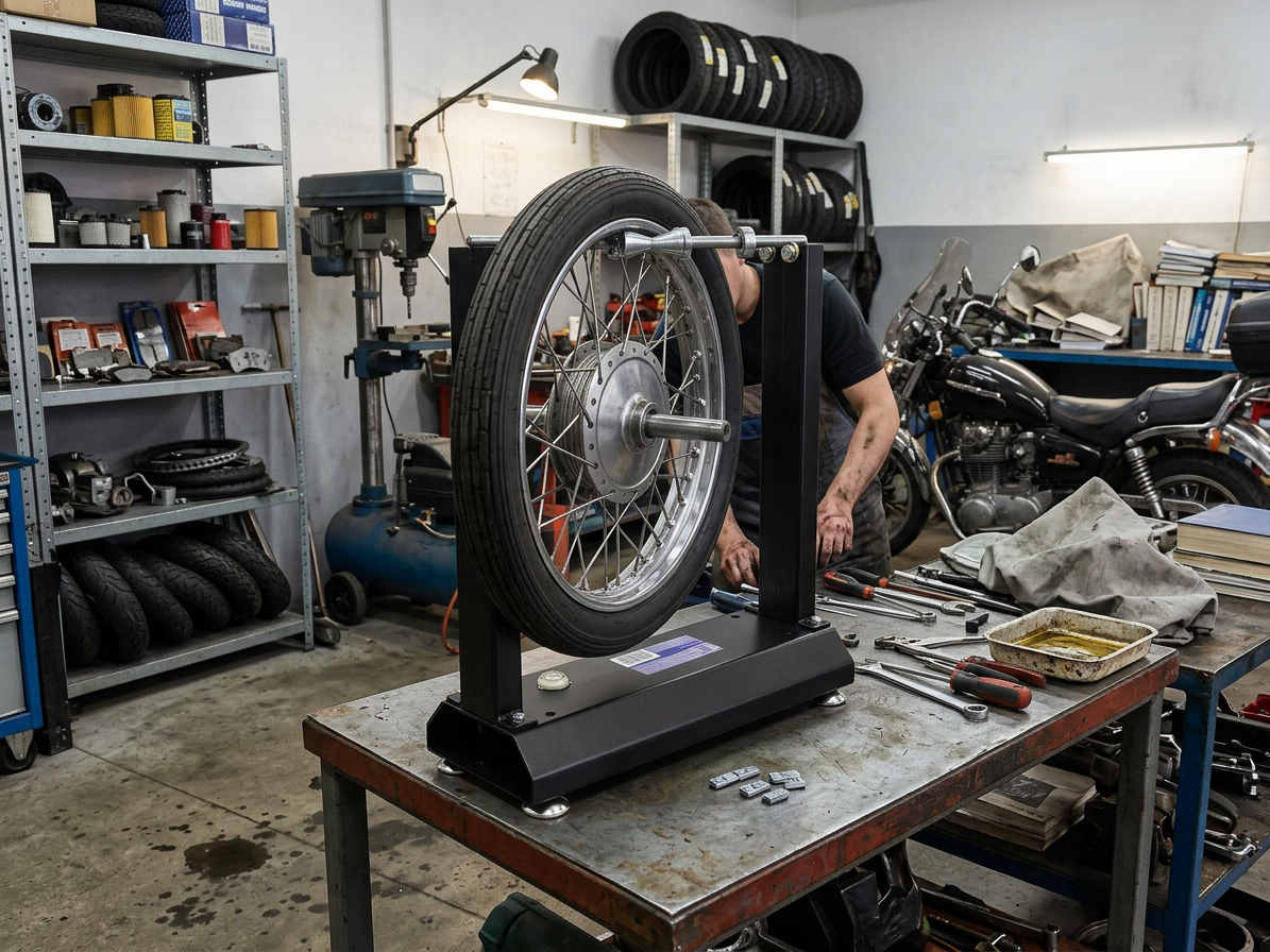 Statická vyvažovačka motocyklových kol, 10" - 28" GEKO