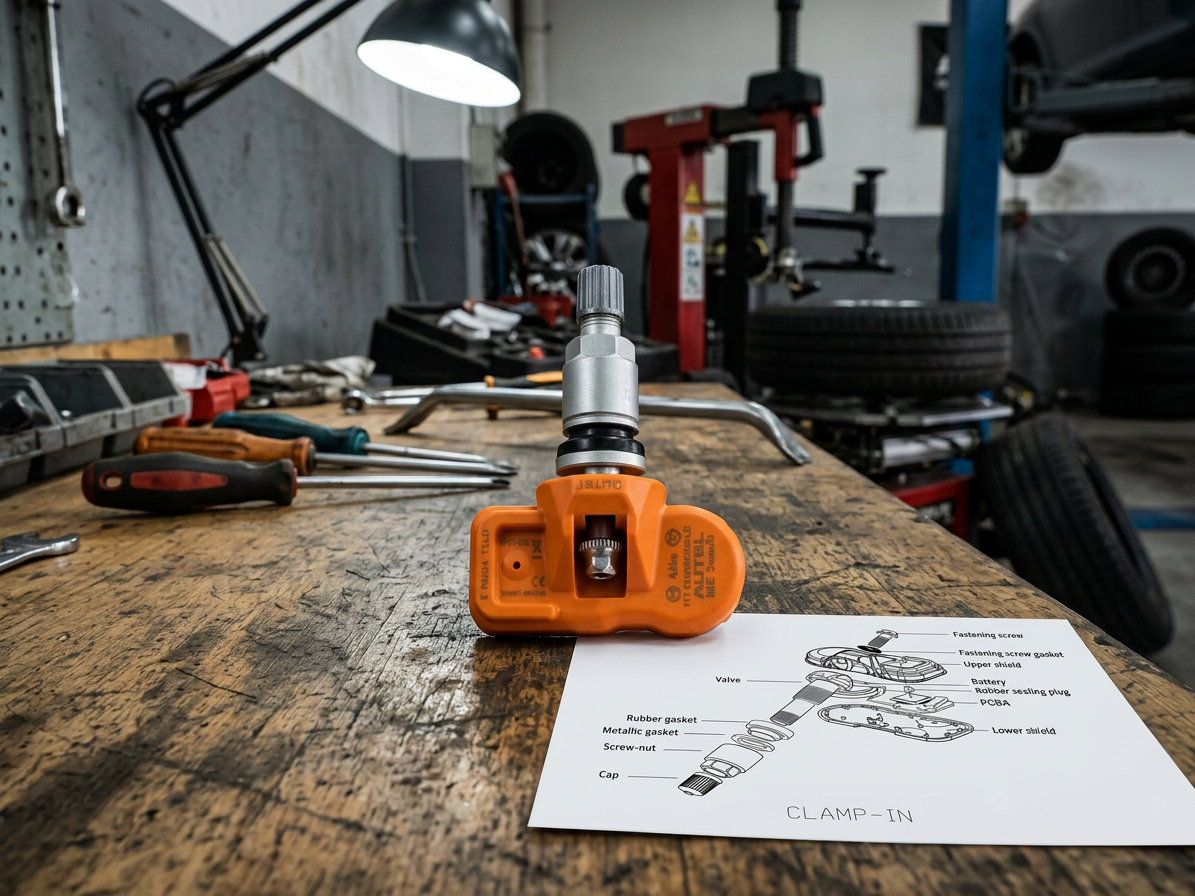 TPMS senzor s ALU ventilem, 433 MHz, programovatelný, stříbrný