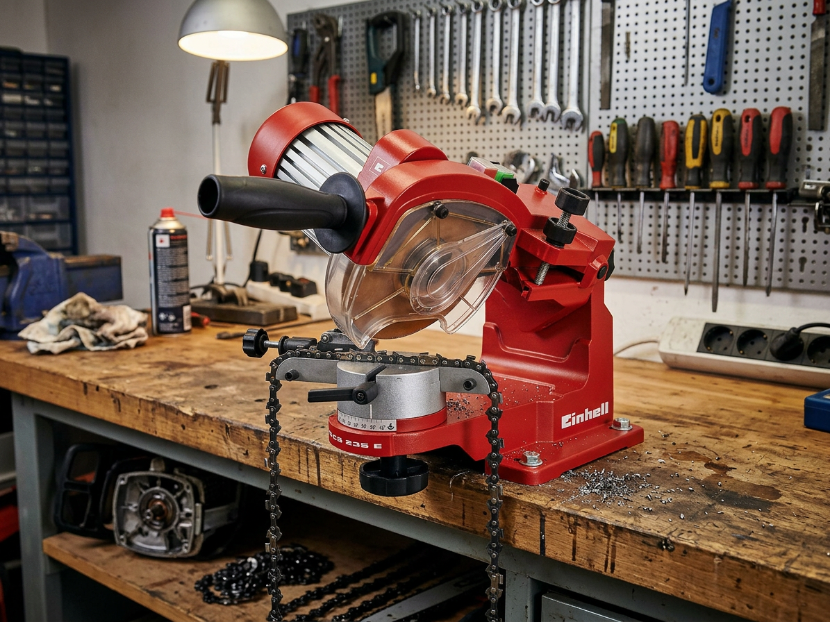 Bruska pilových řetězů GC-CS 235 E, s výkyvnou hlavou a osvětlením - Einhell Classic
