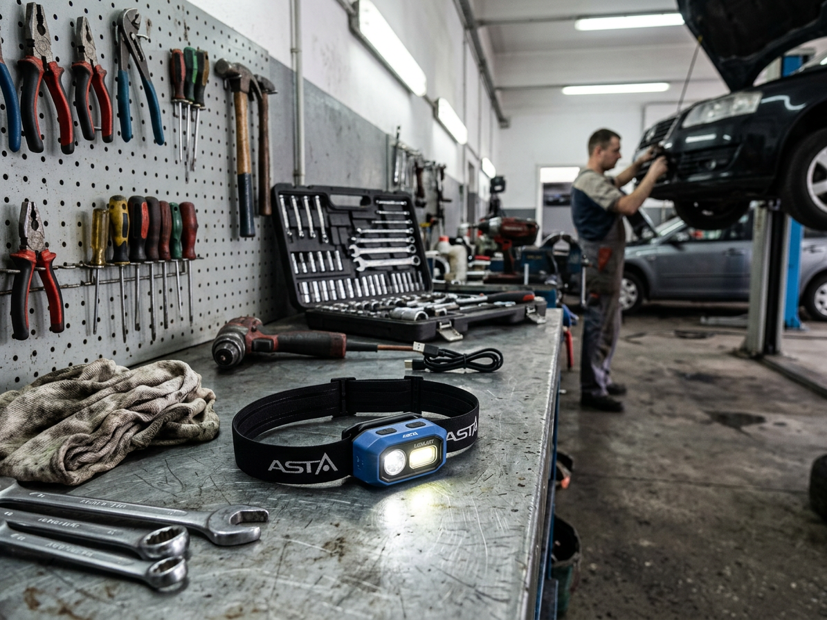 Čelová svítilna, COB LED, 480 lm, nabíjecí - ASTA