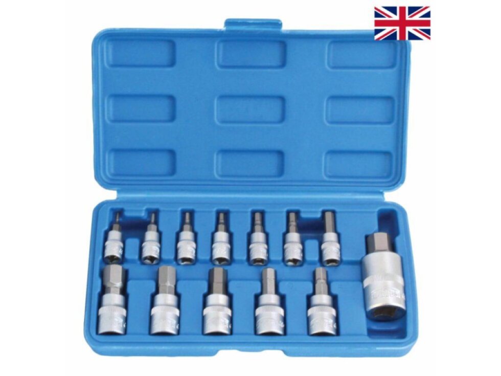Zástrčné hlavice Imbus 1/4", 3/8" a 1/2", palcové 5/64" - 9/16", sada 13 ks - SATRA
