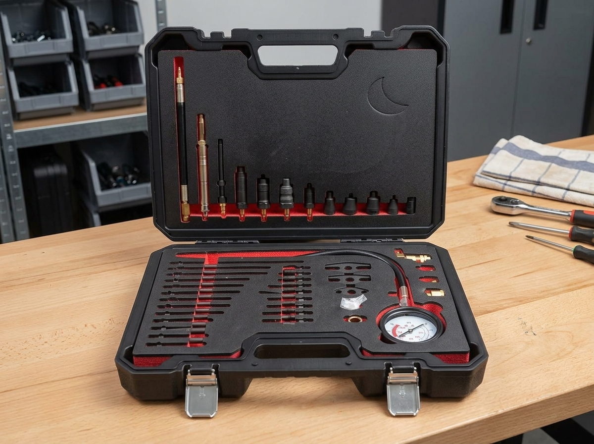 Kompresiometr - tester komprese pro benzínové i dieselové motory - QUATROS QS30101
