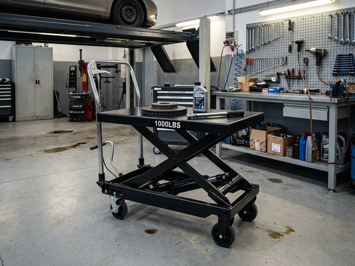 Pojízdný pracovní stůl zdvižný, nosnost 450 kg, s hydraulickým systémem