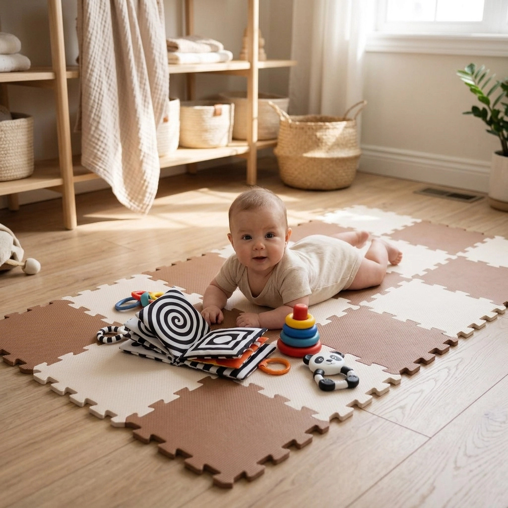 Nido Nido Pěnová hrací podložka Puzzle 18ks - Caramel/Sandstone