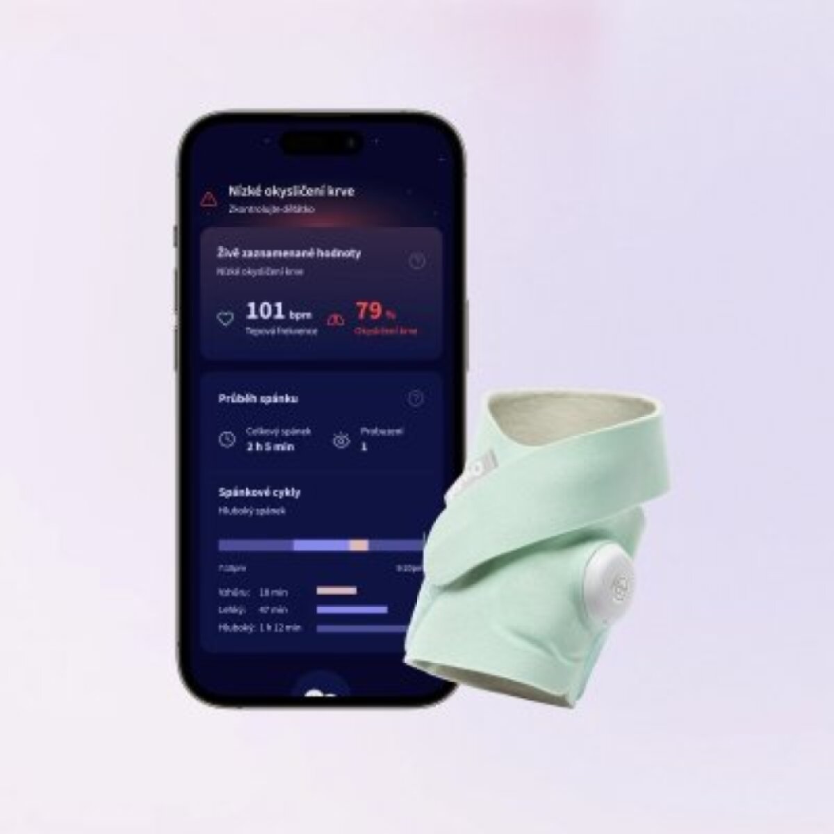Owlet Dream Sock Chytrá ponožka 0 - 18 m - Světle zelená