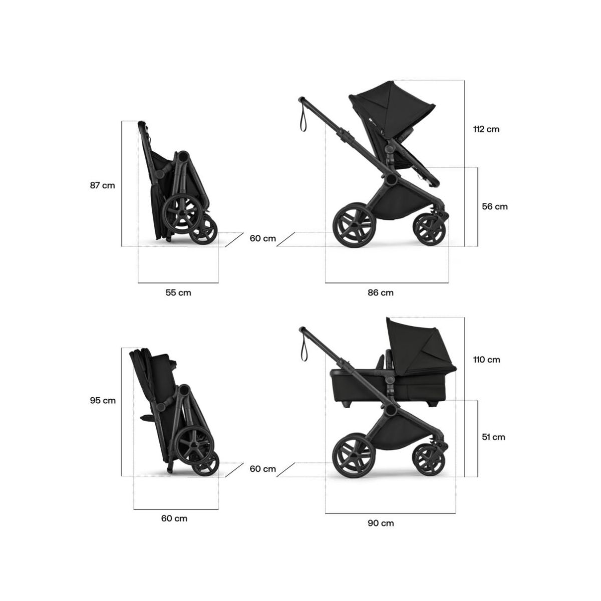 Bugaboo Cub Kompletní kočárek + Novorozenecké hnízdo - Black/Forest Green