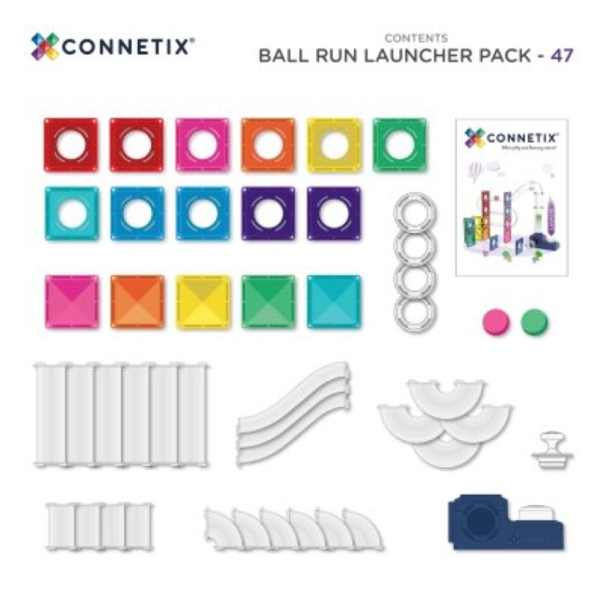 Connetix Magnetická kuličková dráha - Launcher Pack, 47 ks