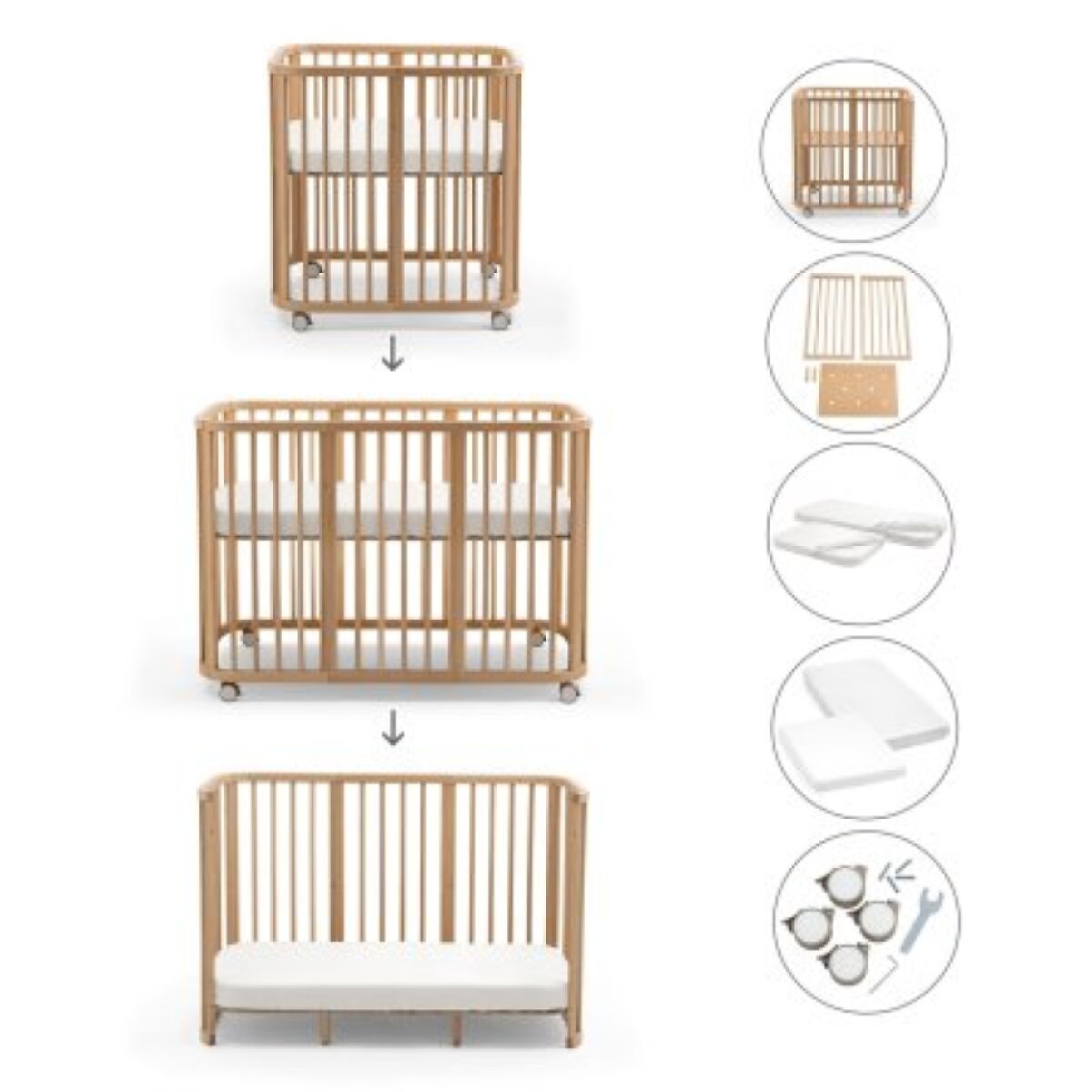 Stokke Nighti™ Rostoucí postýlka 3v1 s příslušentvím - Natural