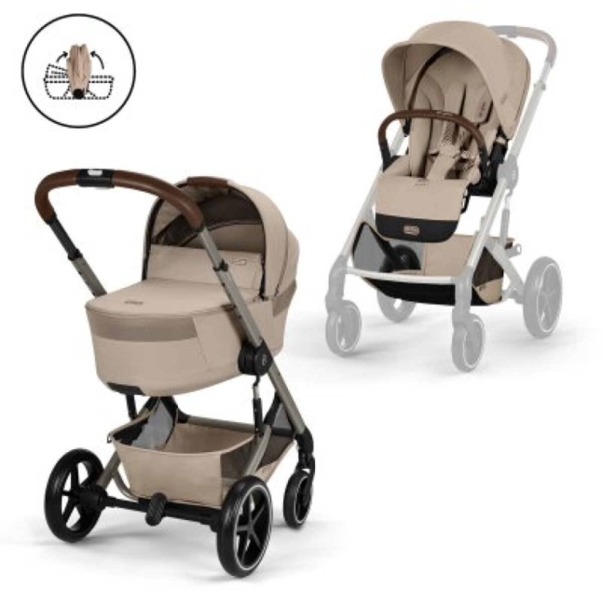 Cybex Balios S Lux Kompletní kočárek se skládací korbou - Taupe/Almond Beige