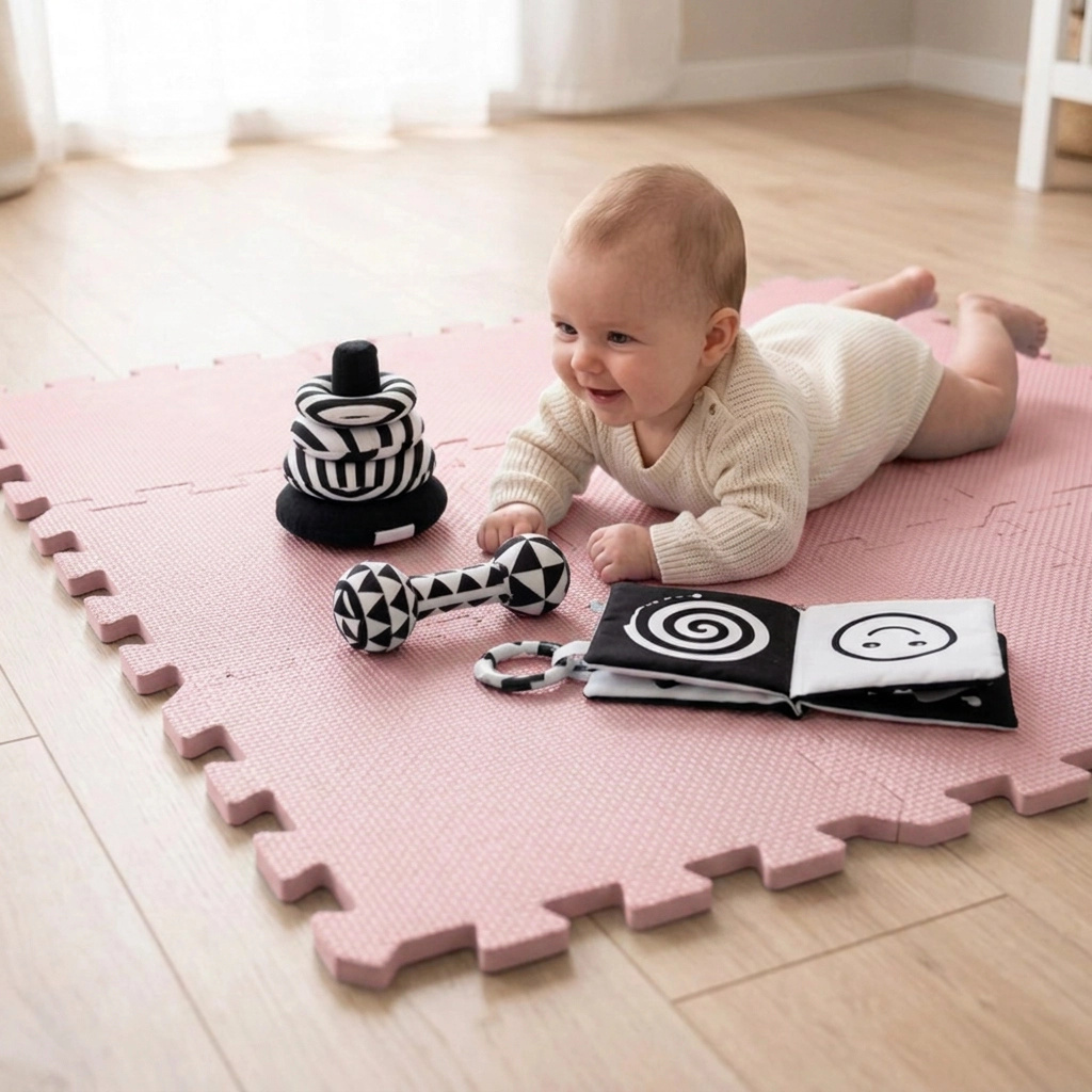 Nido Nido Pěnová hrací podložka Puzzle 9ks - Taupe Pink