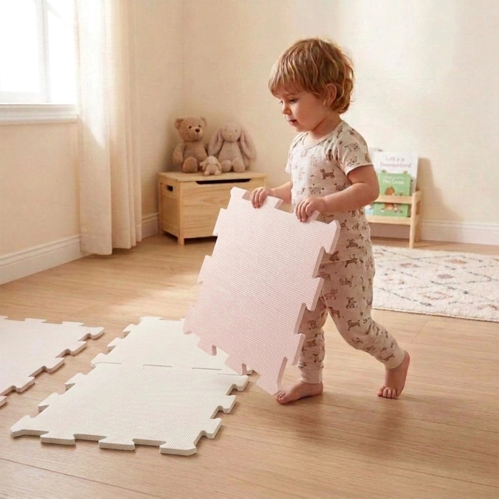 Nido Nido Pěnová hrací podložka Puzzle 18ks - Ivory White/Vanilla