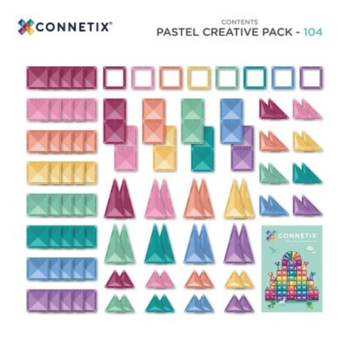 Connetix Magnetická stavebnice - Pastel Creative Pack, 104 ks