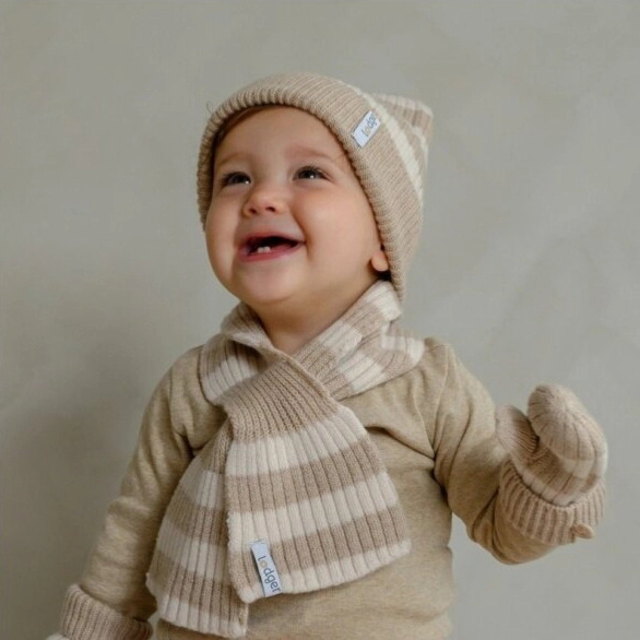 Lodger Šála Stripe Merino - Beige