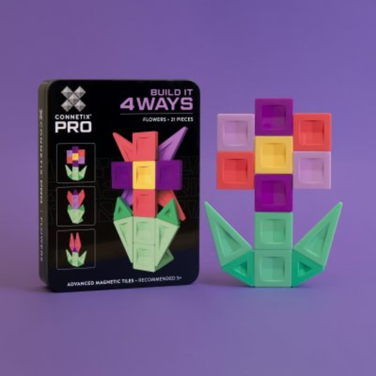 Connetix Magnetická stavebnice - Pro Build It 4 Ways Flowers Set, 21 ks