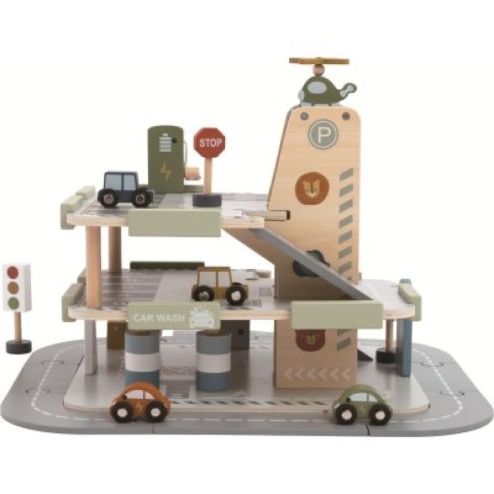 2 Kids Toys Dřevěná garáž s cestou