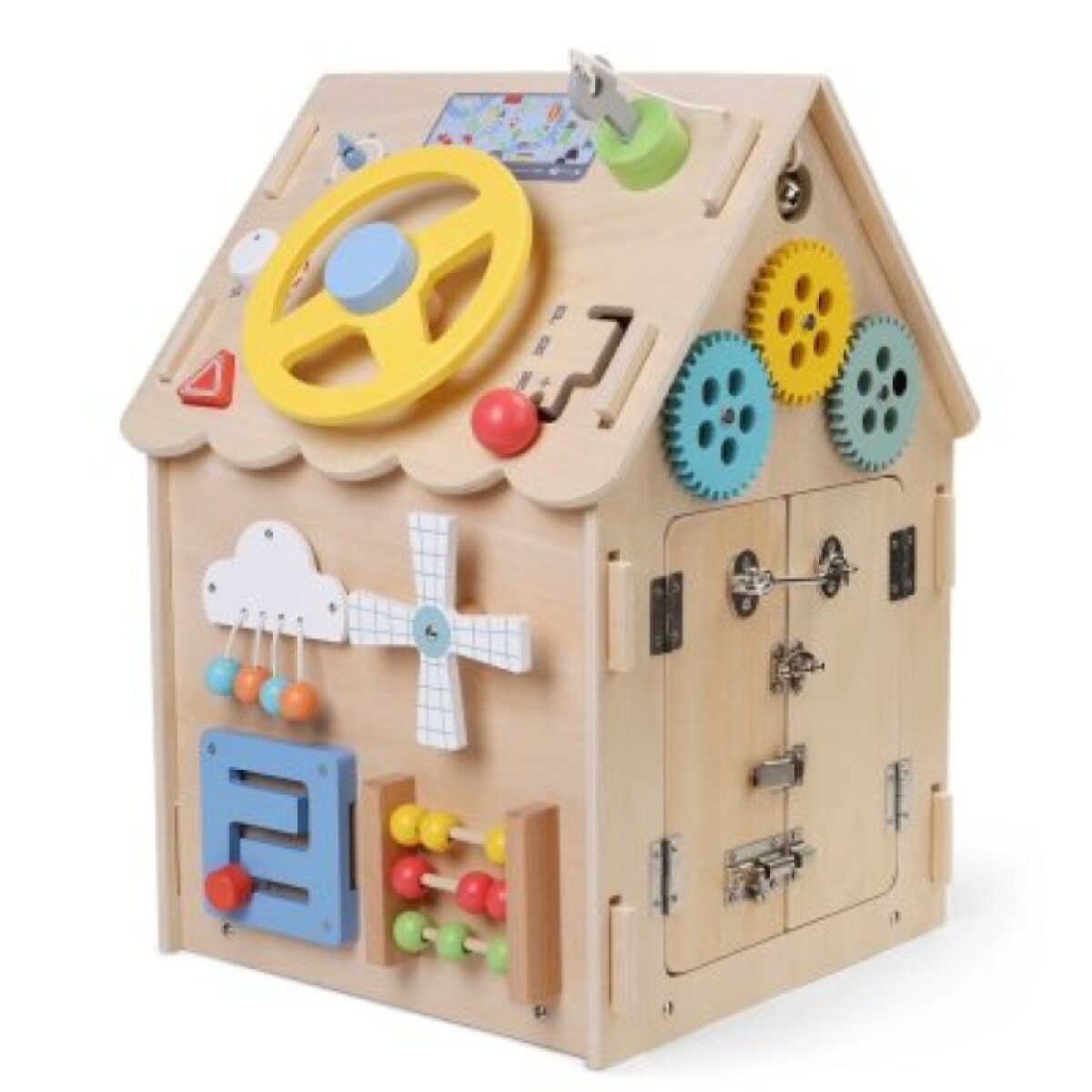 2 Kids Toys Activity board Domeček - Přírodní