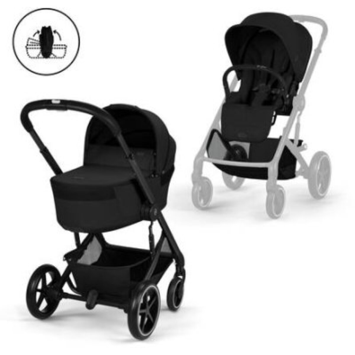 Cybex Balios S Lux Kompletní kočárek se skládací korbou - Black/Moon Black