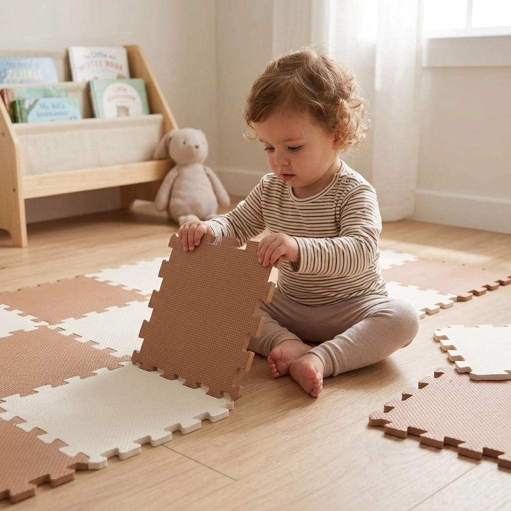 Nido Nido Pěnová hrací podložka Puzzle 18ks - Caramel/Ivory White