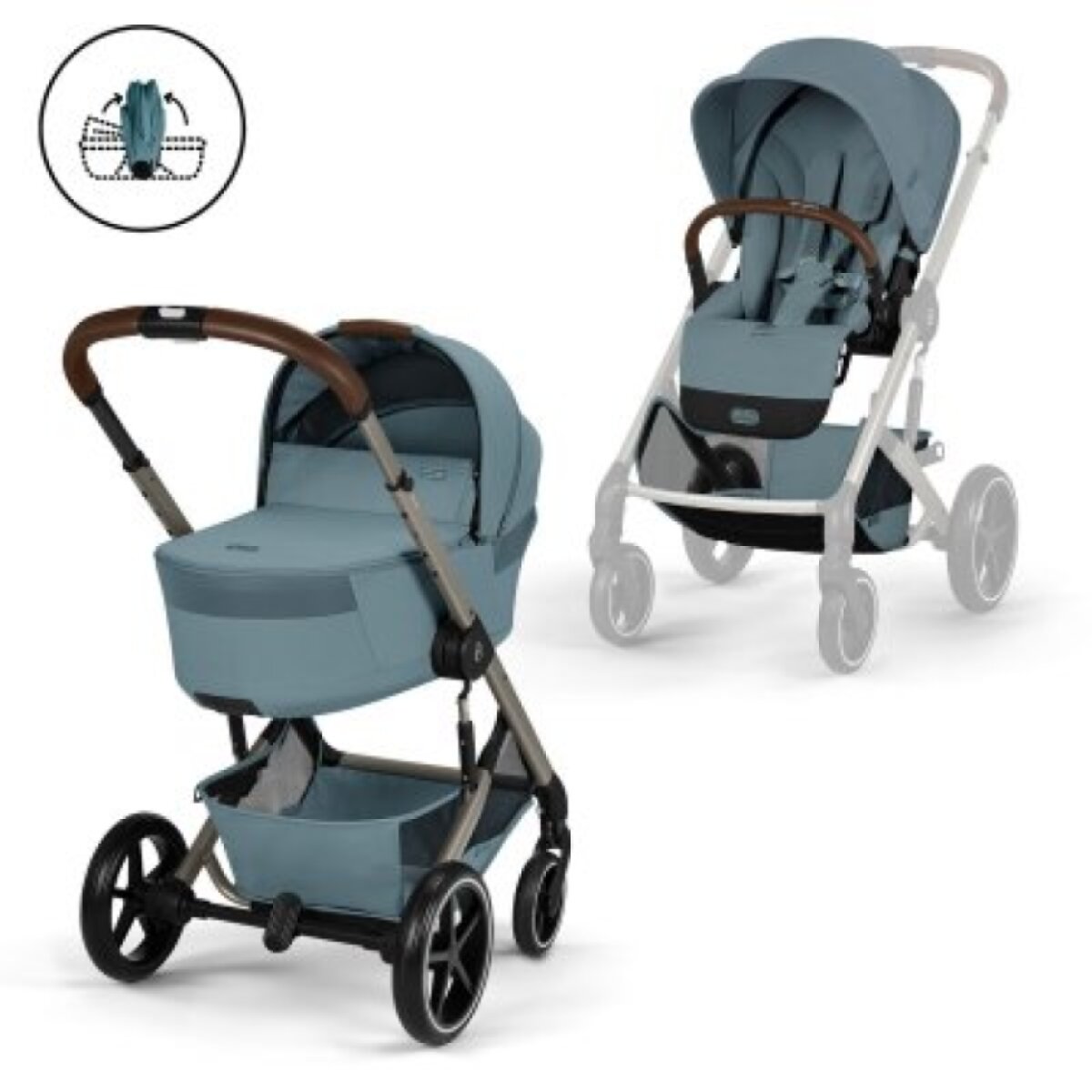 Cybex Balios S Lux Kompletní kočárek se skládací korbou - Taupe/Stormy Blue