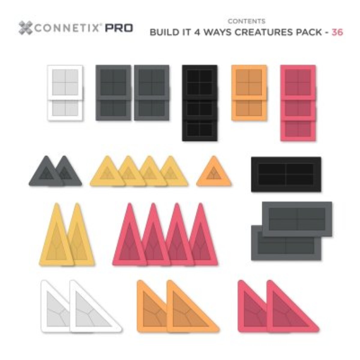 Connetix Magnetická stavebnice - Pro Build It 4 Ways Creatures Set, 36 ks