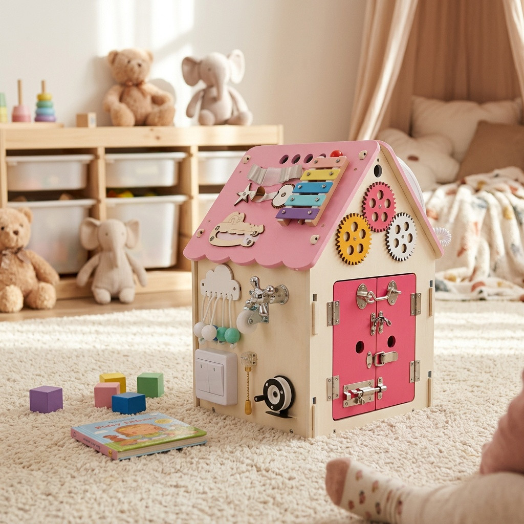 2 Kids Toys Activity board Domeček - Růžový
