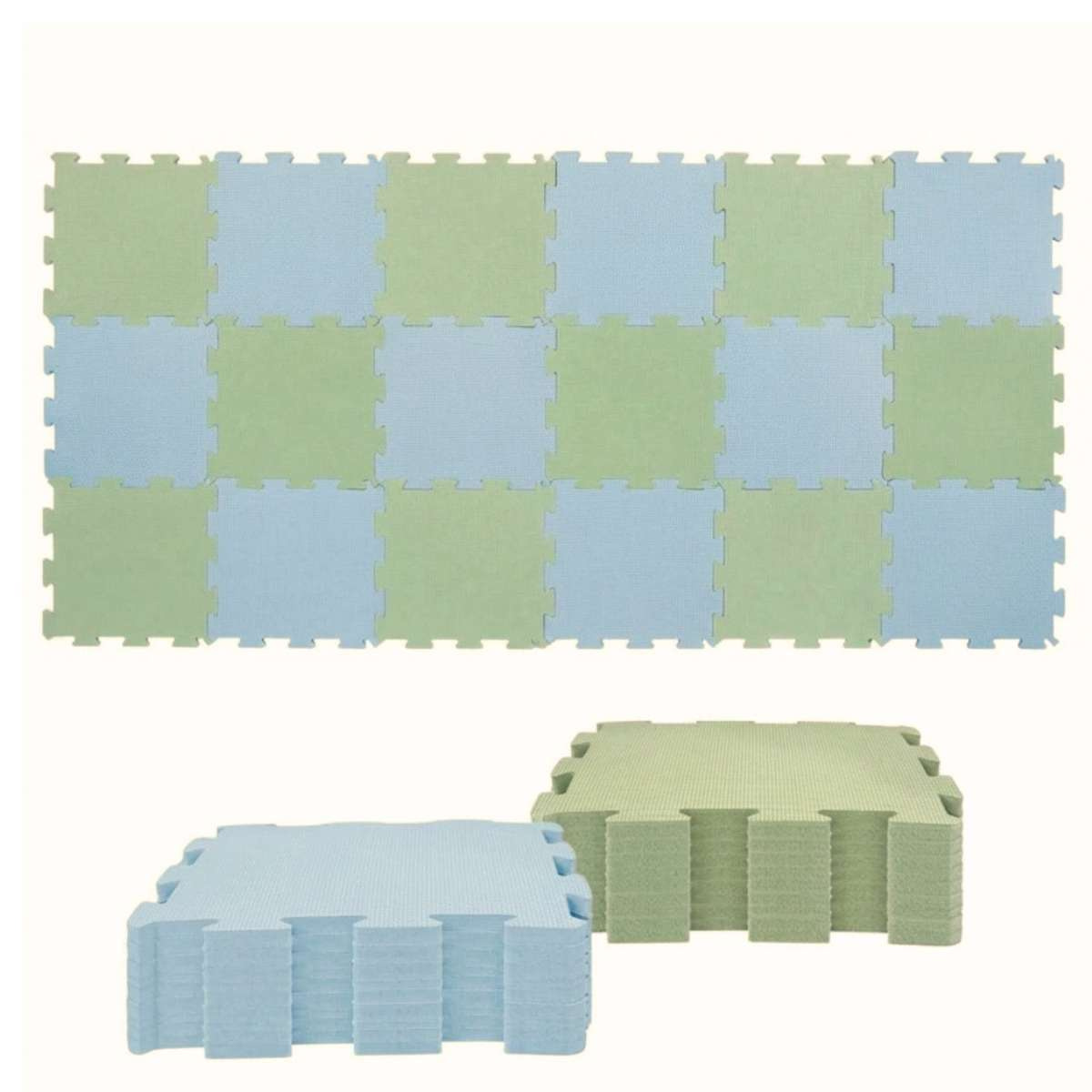 Nido Nido Pěnová hrací podložka Puzzle 18ks - Dusty Blue/Sage Green