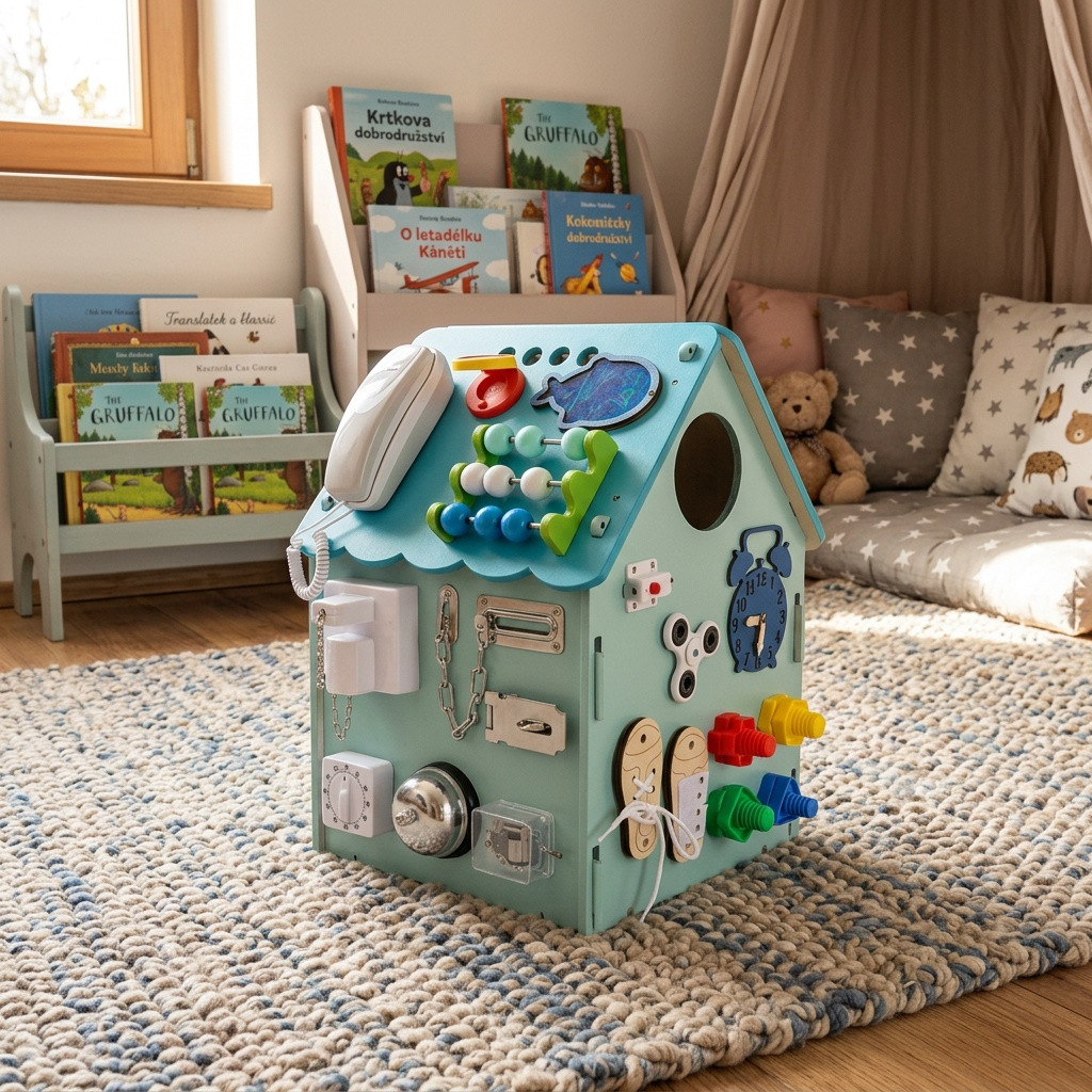 2 Kids Toys Activity board Domeček - Modrý