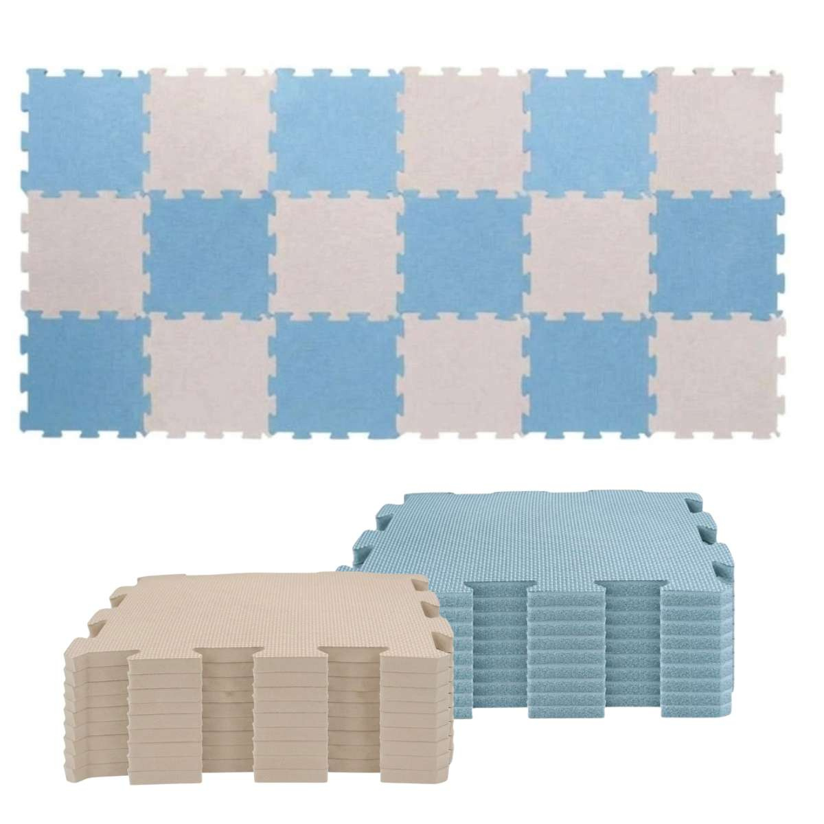Nido Nido Pěnová hrací podložka Puzzle 18ks - Dusty Blue/Sandstone