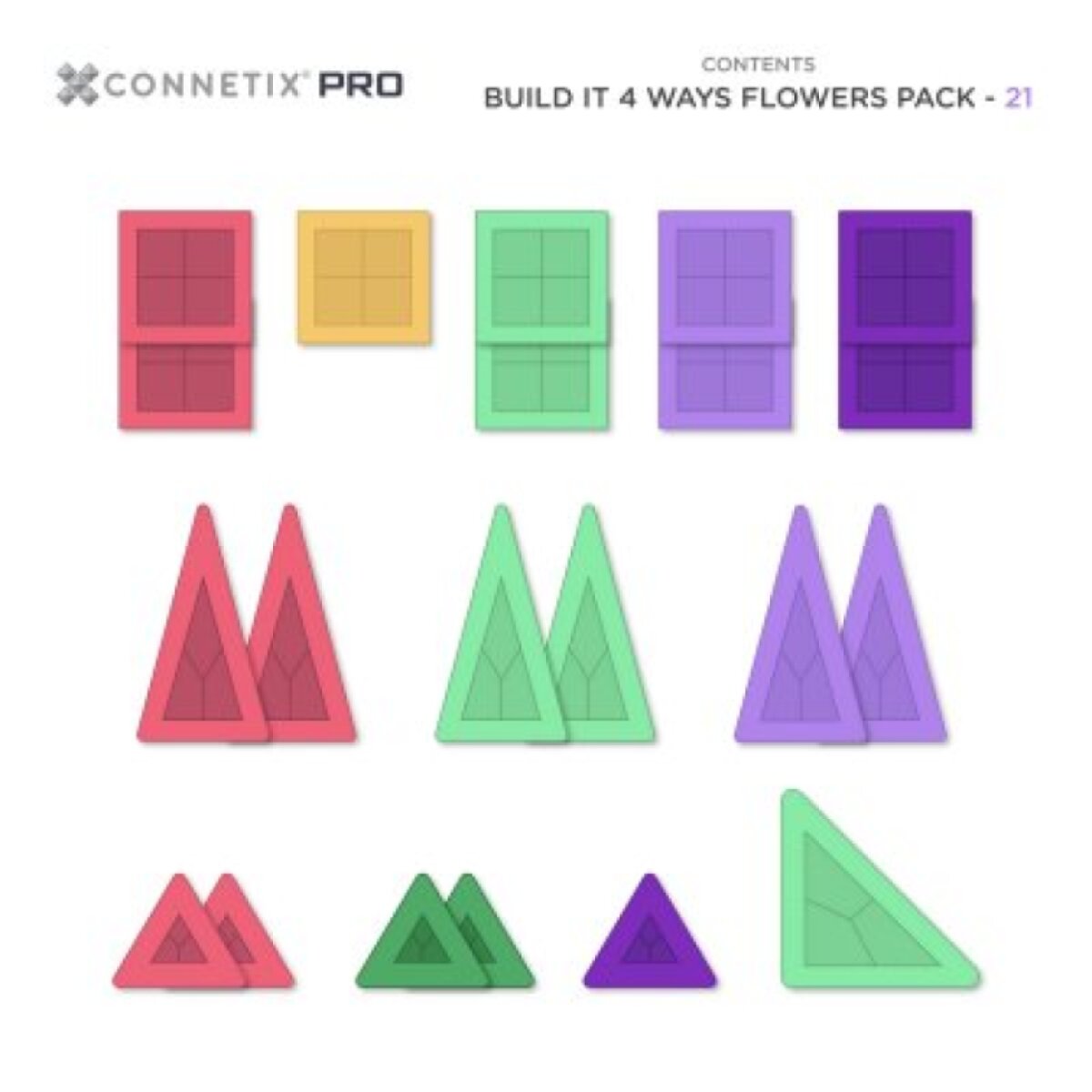 Connetix Magnetická stavebnice - Pro Build It 4 Ways Flowers Set, 21 ks
