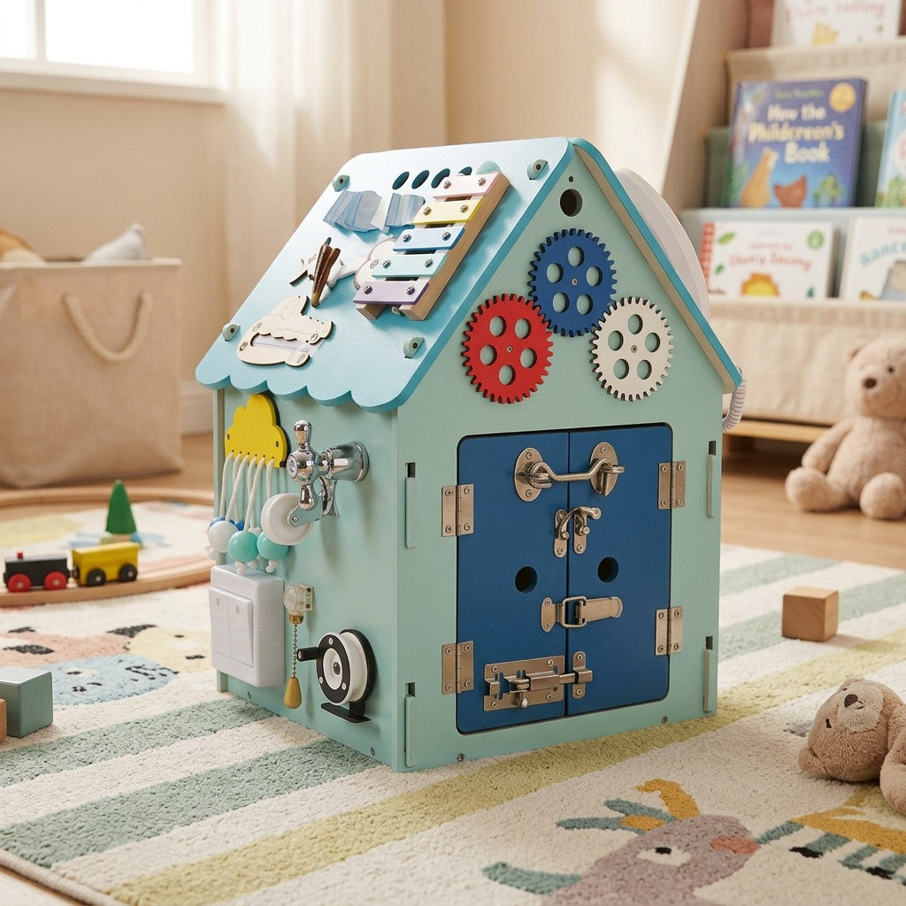 2 Kids Toys Activity board Domeček - Modrý