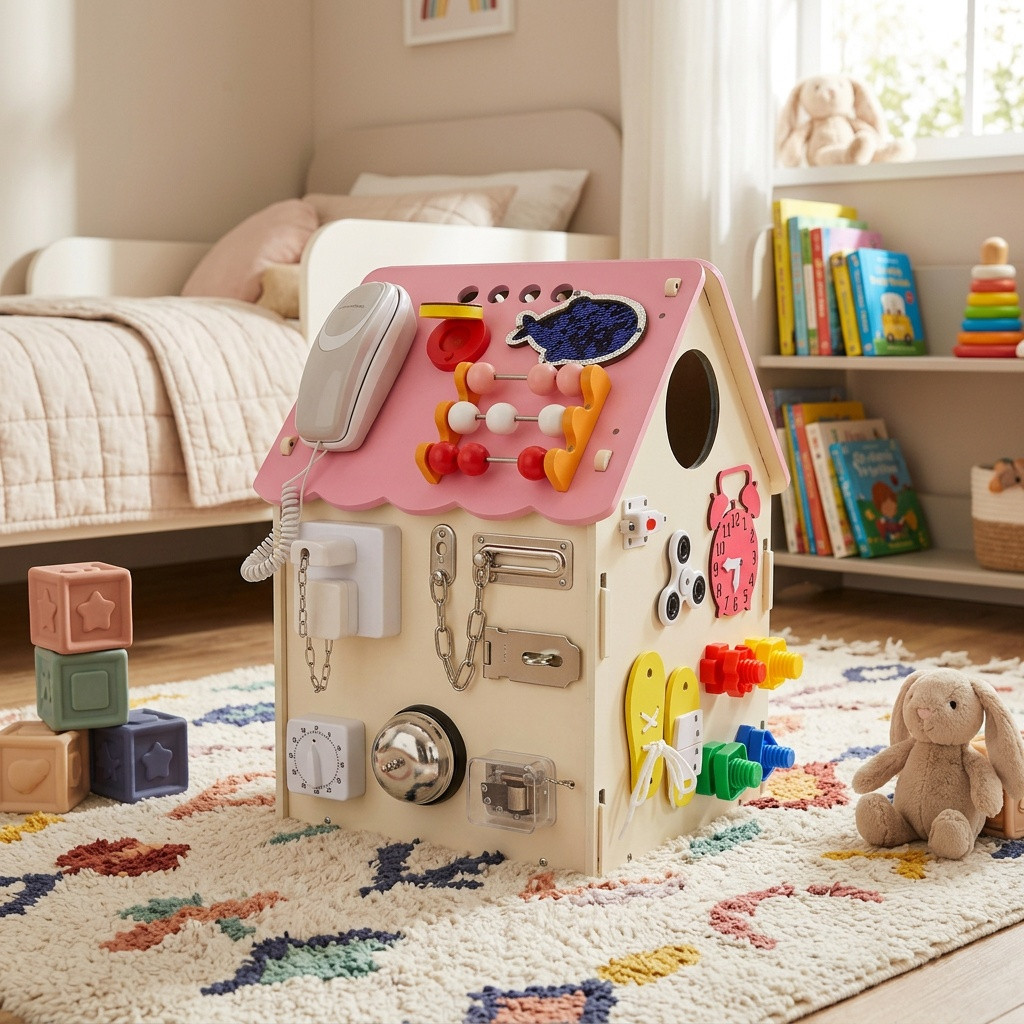 2 Kids Toys Activity board Domeček - Růžový