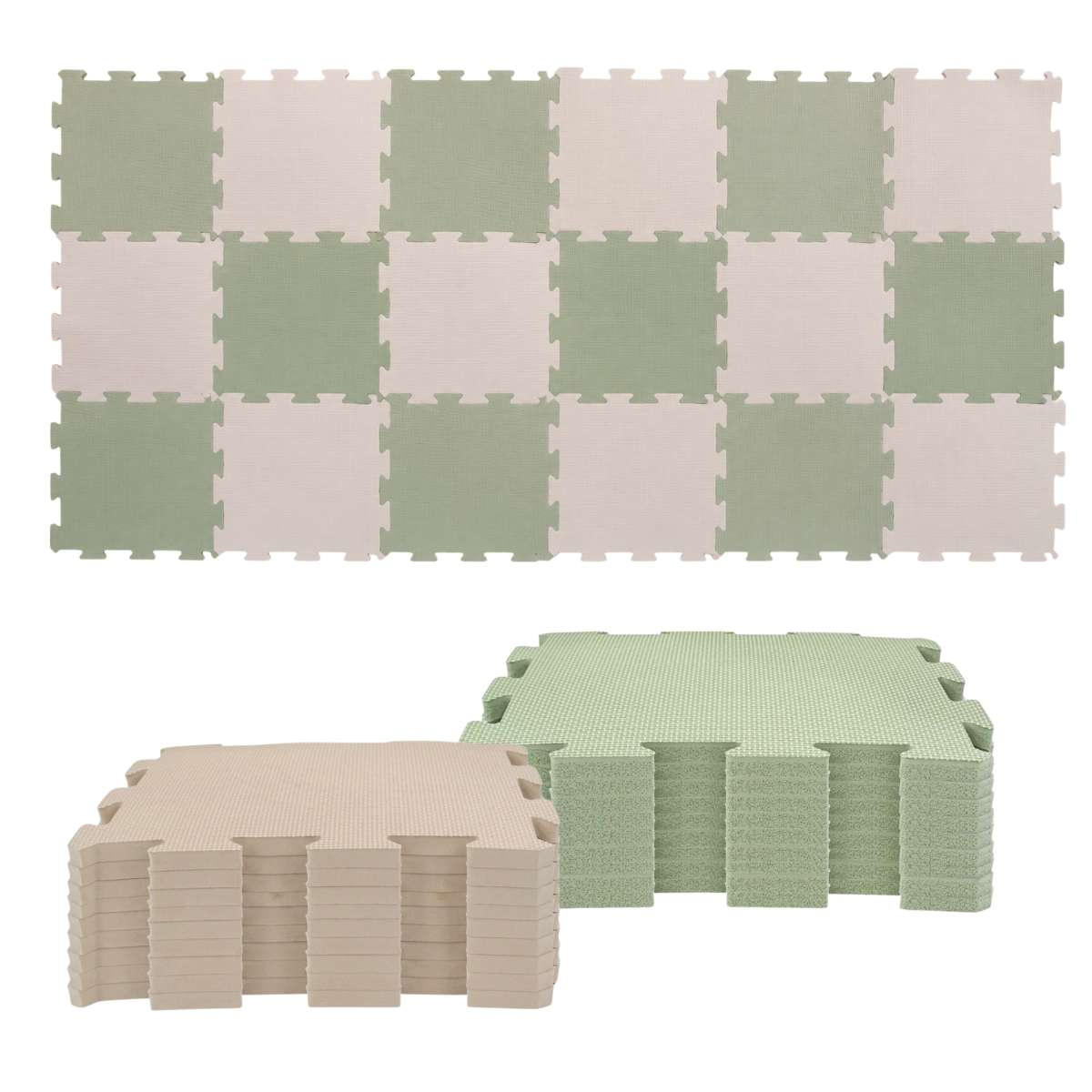Nido Nido Pěnová hrací podložka Puzzle 18ks - Sage Green/Sandstone