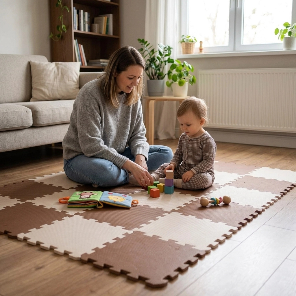 Nido Nido Pěnová hrací podložka Puzzle 18ks - Caramel/Sandstone