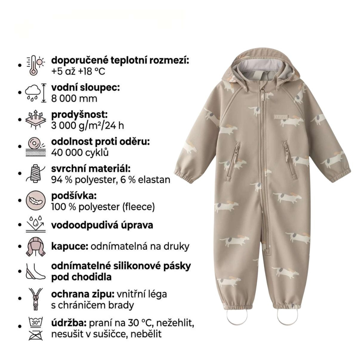 Leokid Softshellová kombinéza Lilo - Beige Woof, vel. 98