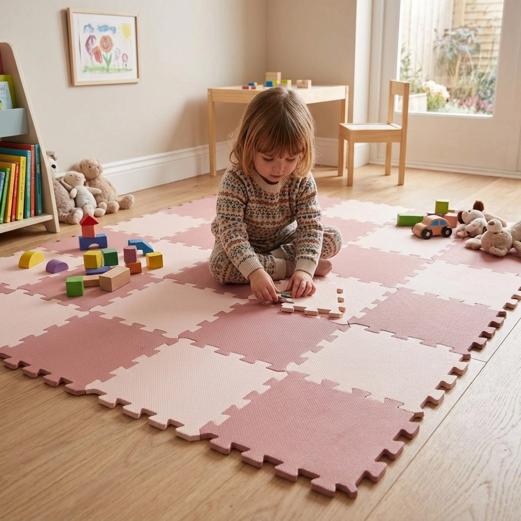 Nido Nido Pěnová hrací podložka Puzzle 18ks - Vanilla/Taupe Pink