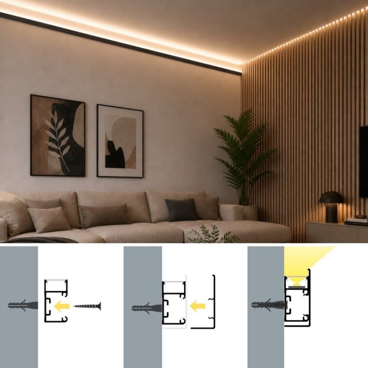 2m LED profile WALL - LINE WHITE