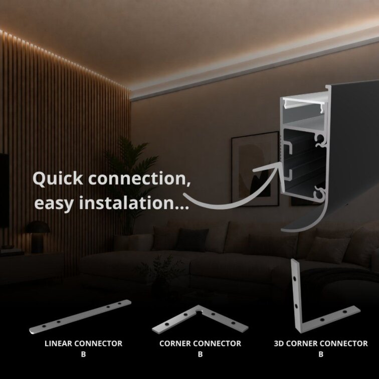 2m LED profile WALL - ARC BLACK