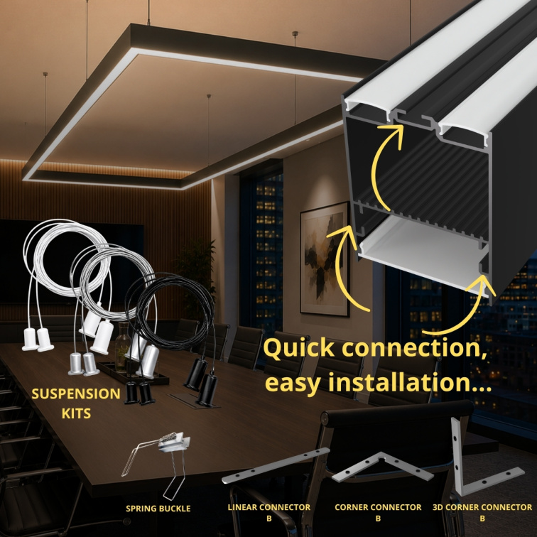 2m LED profile SUSPENDED 1 NEW BLACK