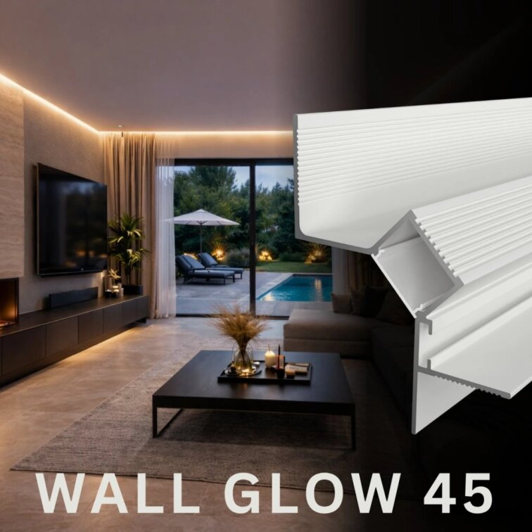 2m LED profile WALL-GLOW 45 WHITE