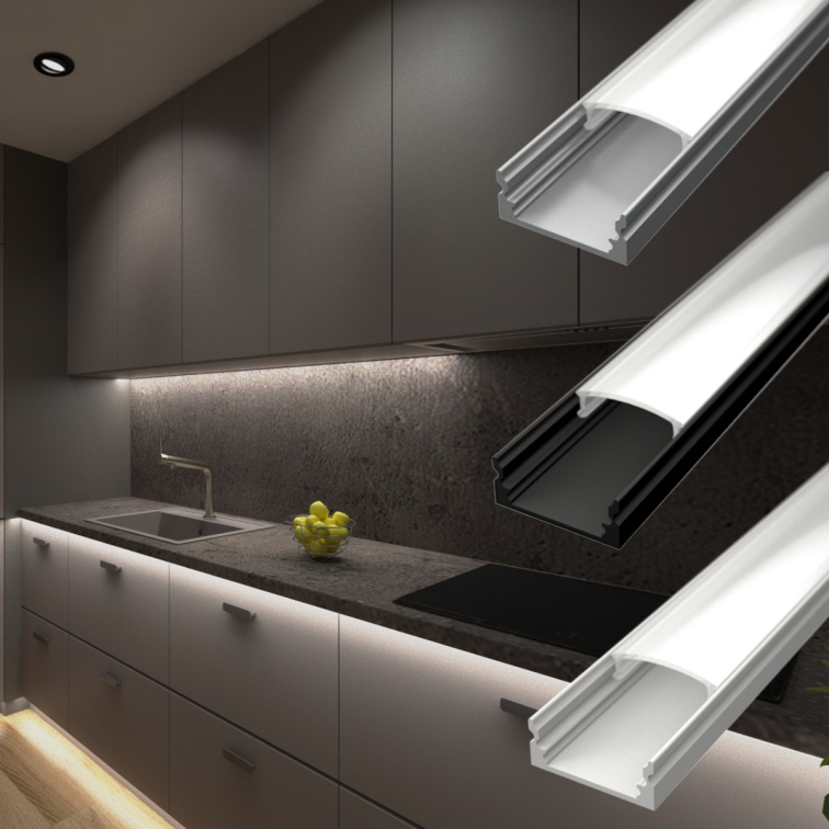 2m LED profile SURFACE 1 BLACK