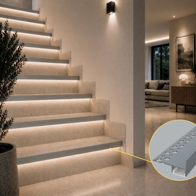 2m LED profile TILE-EDGE GREY