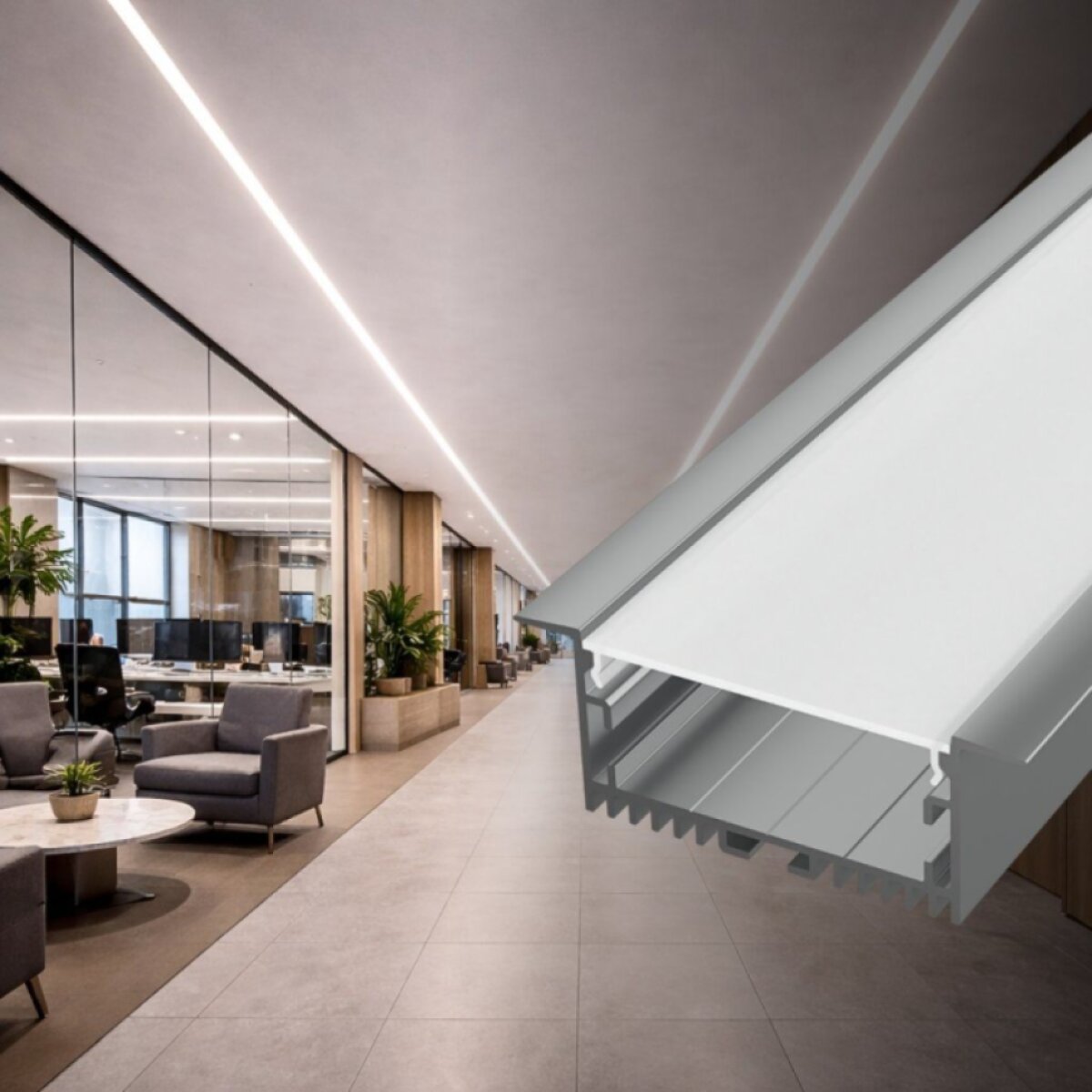 2m LED profile RECESSED MAXI