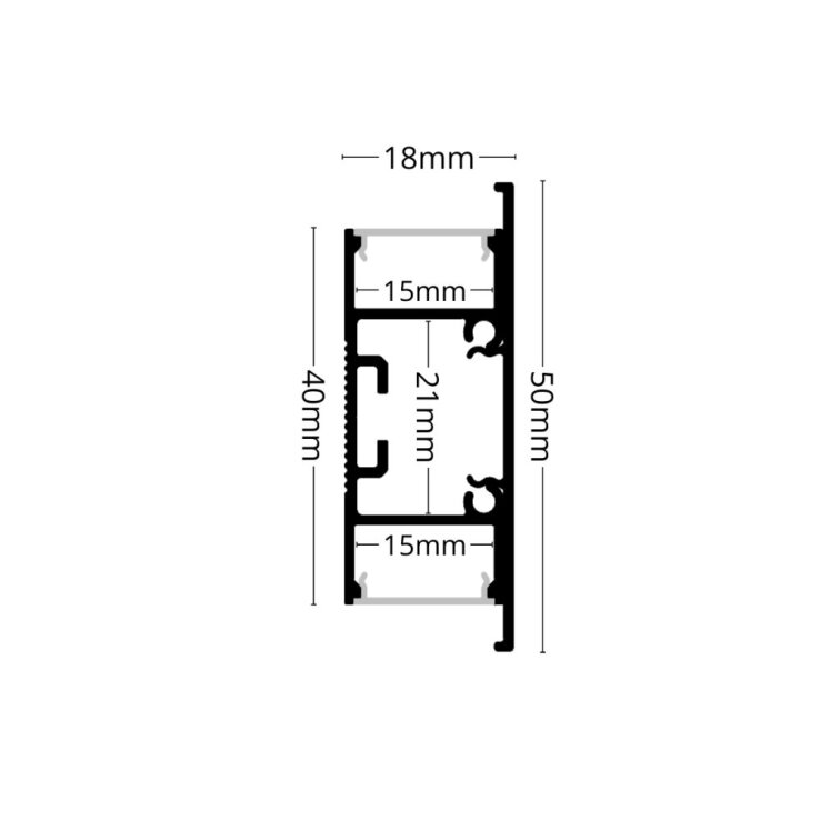 2m LED profile WALL - TWIN WHITE
