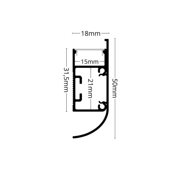 2m LED profile WALL - ARC BLACK