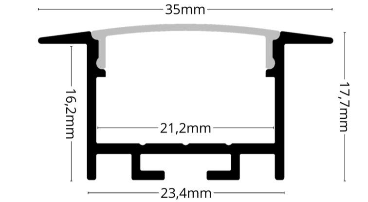 2m LED profile RECESSED 21