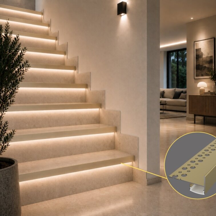 2m LED profile TILE-EDGE CHAMPAGNE