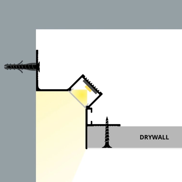 2m LED profile WALL-GLOW 45 WHITE