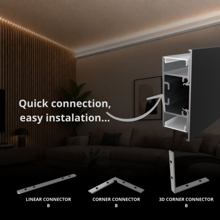 2m LED profile WALL - TWIN BLACK